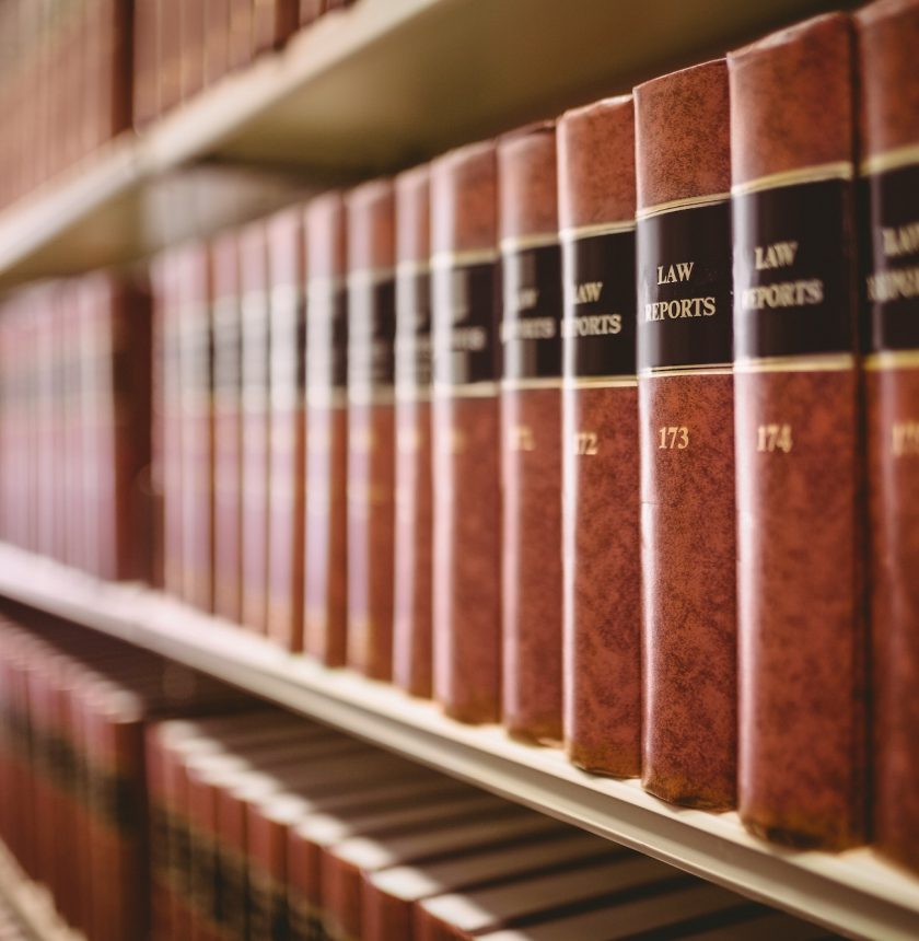 Close up of a lot of law reports in library